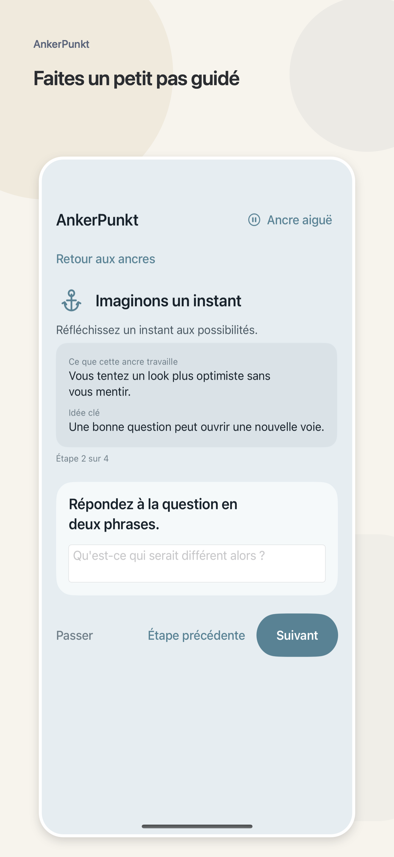 Trois cartes calmes proposant des ancrages dans AnkerPunkt.